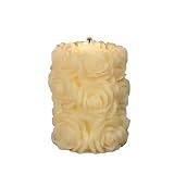 Wedding / Bridal Shower Floral 3"x 4" Decorative Pillar Candle 67 Hours (White) ~ JEM