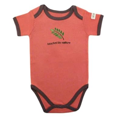 Hudson Baby Organic Touched By Nature Coral-Leaf Neutral Design Bodysuit