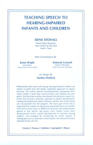 Books: Teaching Speech to Hearing Impaired Infants and Children. Zero to Three Years.