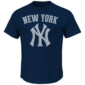 MLB New York Yankees Men's Yankees Logo with City Tee, X-Large, Navy Heather