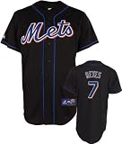 MLB Youth New York Mets Jose Reyes Black Alternate Short Sleeve 6 Button Synthetic Replica Baseball Jersey Spring 2011  (Black, Medium)
