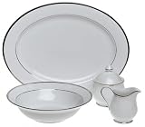 Nikko Ceramics Band of Platinum 5-Piece Dinnerware Completer Set