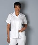 White Notched Collar Scrub Top (XS-3X) by Peaches Uniforms. Perfect for Nurses and Doctors!