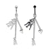 Stainless Steel Jeweled Curved Belly Ring with Clear Dangling Bambies and Heart Charms