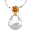 14K White Gold Paspaley South Sea Cultured Pearl and Citrine Pendant - 12.00mm