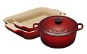 Le Creuset Cast Iron and Stoneware Gift Set, 3 Piece, Cerise