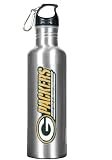 Green Bay Packers 34oz Silver Aluminum Water Bottle