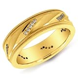 14K Yellow Gold Men's Slanted Design Diamond Band Ring