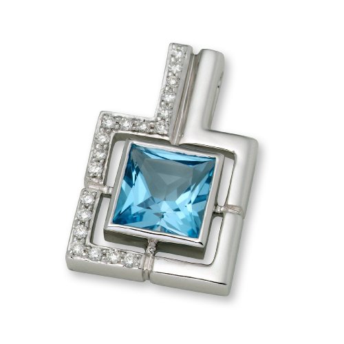 Miore 14ct/585 Weissgold Anh&auml;nger mit Topas und 19 Brillanten zus.ca.0,13ct MV017P Preisvergleich