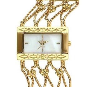 Peugeot Women's 7027G Ladies Goldtone Sliding Crystal Chain Watch