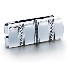 Men's J.GOODMAN Sterling Silver Moneyclip with 3/4ct tw Black Diamonds