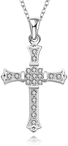 Swarovski Element Crystal Cross Pendant Necklaces 18"