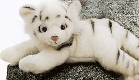 4107SP67YFL Stuffed Blanca Laydown White Tiger