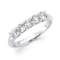 14k White Gold 5 Five Stone Diamond Womens Ladies Wedding Ring Band 3/4 ct (G-H Color, SI2 Clarity)