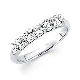 14k White Gold 5 Five Stone Diamond Womens Ladies Wedding Ring Band 3/4 ct (G-H Color, SI2 Clarity)