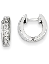 14k White Gold Diamond Complete Hinged Hoop Earrings