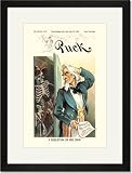 Black Framed/Matted Print 17x23, Puck Magazine: A Skeleton of His Own