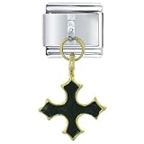 Cross Black Religious Italian Charms Bracelet Link