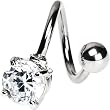 Clear Cubic Zirconia Round Spiral Twister Belly Ring