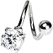 Clear Cubic Zirconia Round Spiral Twister Belly Ring