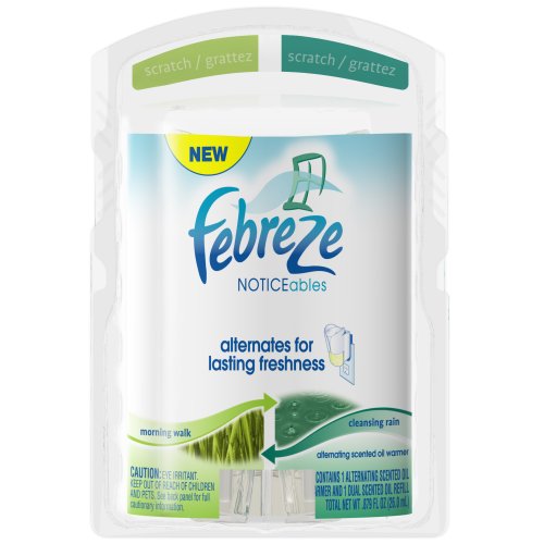 Febreze NOTICEables Alternating Scent Oil Warmer, Morning Walk & Cleansing Rain, .879 oz (Pack of 2)