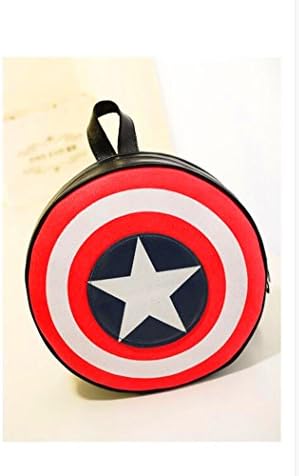 YoungChoice Round PU Leather Marvel Daypack Captain Ameica Shield Shoulder Bag for Couples (Big:44*44cm)