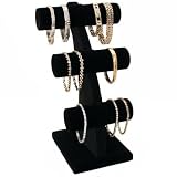 Black Velvet 3 Tier T-Bar Bracelet Jewelry Display 11"