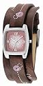Fossil JR9512 Stailess Steel Ladies Brown Leather Pink Detailed Cuff Watch