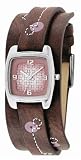 Fossil JR9512 Stailess Steel Ladies Brown Leather Pink Detailed Cuff Watch