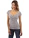 PattyBoutik Women's Cross Front V Neck Ruched Mesh Blouse (Light Gray S)