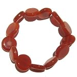 Carnelian Bracelet 11 Stretch 16mm Coin Orange Red Gemstone Crystal Healing