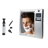 Fogless Shower Mirror with Digital Clock and Ultimate Grooming Tool Gift Set