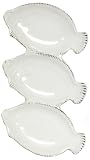 Whtie Fish Ceramic Pottery Flounder Trio Dish Set of Two 10 1/2" x 6" x 3/4"