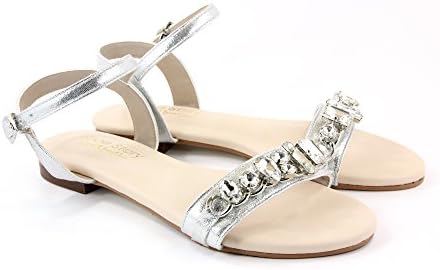 Shoe Story Women's Eri Princess Comfy Sandals Silver 8.5 B(M) US
