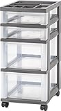 IRIS 4-Drawer Cart with Organizer Top and Casters, Black (2, Tornado Gray)