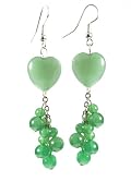 Heart Shape Aventurine Gemstone Beaded Dangle Earwire Earrings, 2.5