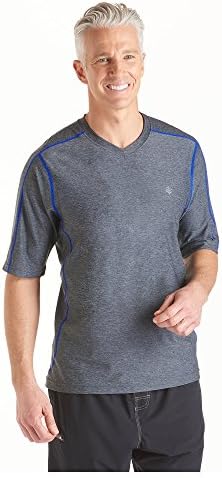 Coolibar UPF 50+ Men's Short Sleeve Aqua T-Shirt - UV Swimwear (X-Large - Graphite Heather)