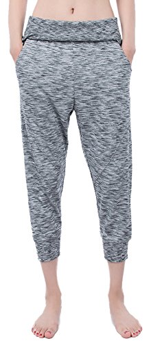 Mrignt Women's Fold Over High Waisted Workout Capris Casual Pants