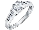 Diamond Engagement Ring: 18K Pure White Gold 3/5 Carat (ctw)