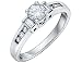 Diamond Engagement Ring: 18K Pure White Gold 3/5 Carat (ctw)