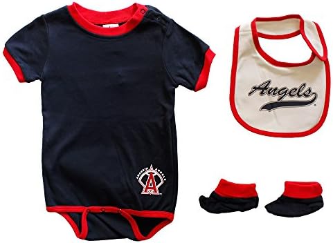 Infant Anaheim Angels 3 Piece Outfit, Onesie, Bib and Bootie, 24 Months
