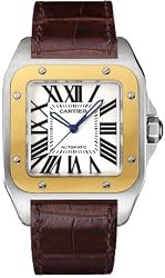 Cartier Men's W20072X7 Santos 100 XL Automatic Yellow Gold Stainless Steel and Leather Watch