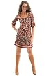Three-quarter Sleeve Border Twin Print Dress