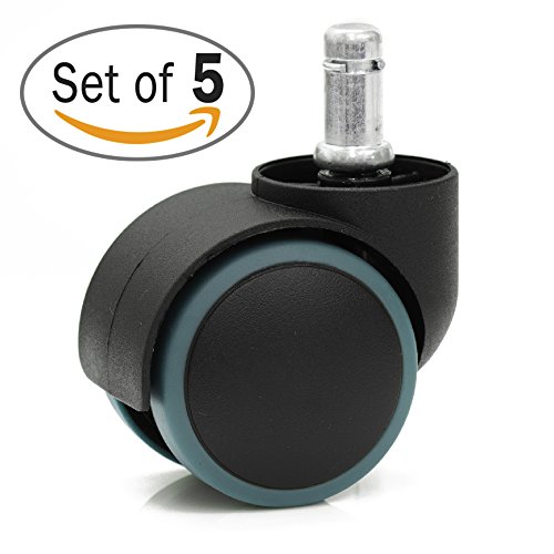 KATU BBL503-38 Office Chair Caster Wheels Rubber PU 2" Modern Design Ideal for Hardwood Floors, 5 Unit/Pack, Smoothness and Quietness 5 Years Warranty - (Black & Blue)