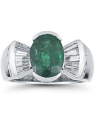 Emerald Oval Ring with F/Vs Diamond...