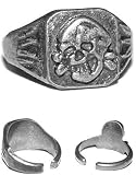 Metal Pewter Skull Cross Bones Pirate Halloween Ring