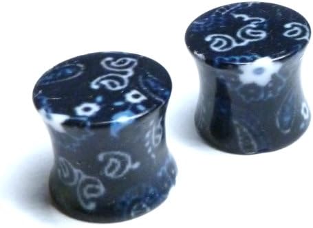 Bodfx - Ear Stretching plugs size 7/16" - Navy Blue Bandana Print. 1 Pair.