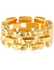 Kenneth Jay Lane Satin Gold 3 Row Hammered Bars Bracelet, 8.5"