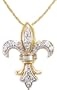 10k Gold Plated Sterling Silver Diamond Fleur-de-Lis Pendant (1/4cttw)