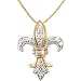 10k Gold Plated Sterling Silver Diamond Fleur-de-Lis Pendant (1/4cttw)